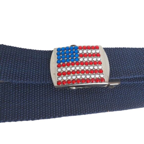 Vintage Rhinestone American Flag Belt One Size - Picture 5 of 8